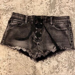 Charcoal lace up shorts